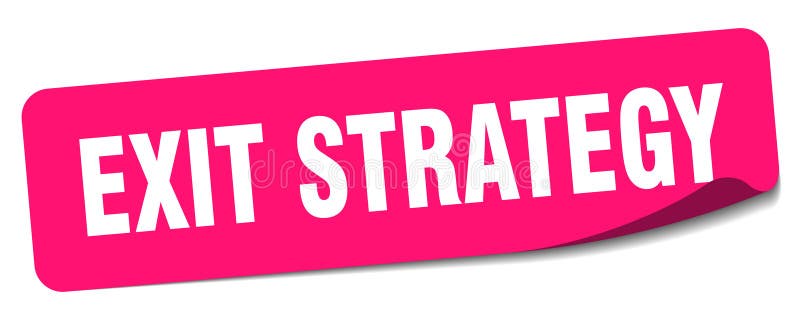 Exitstrategiskt dekal. slutstrategietikett stock illustrationer