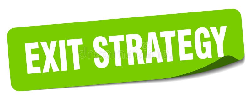 Exitstrategiskt dekal. slutstrategietikett vektor illustrationer