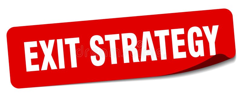 Exitstrategiskt dekal. slutstrategietikett stock illustrationer