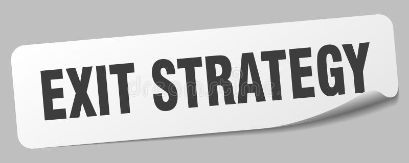 Exitstrategiskt dekal. slutstrategietikett stock illustrationer