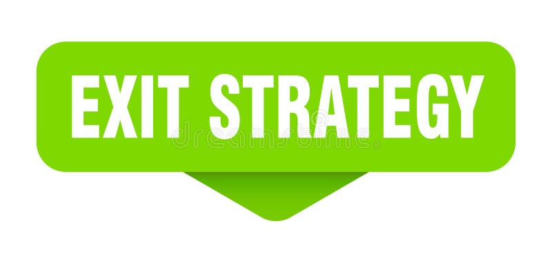 Exitstrategiskt dekal. slutstrategisignering på genomskinlig bakgrund stock illustrationer