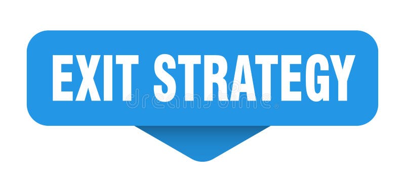 Exitstrategiskt dekal. slutstrategisignering på genomskinlig bakgrund stock illustrationer