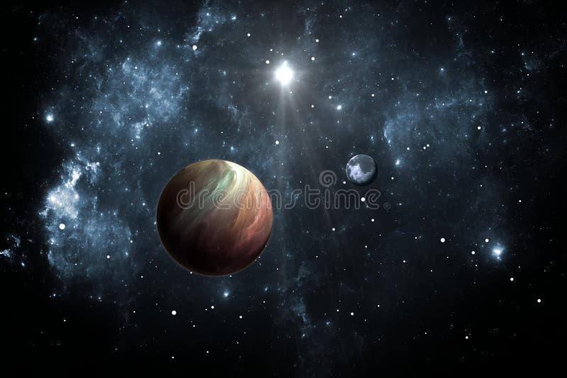 Exoplanets eller Extrasolar planeter med stjärnor på bakgrundsnebulosan royaltyfri illustrationer Exoplanets eller Extrasolar planeter med stjärnor på bakgrundsnebulosan royaltyfri illustrationer