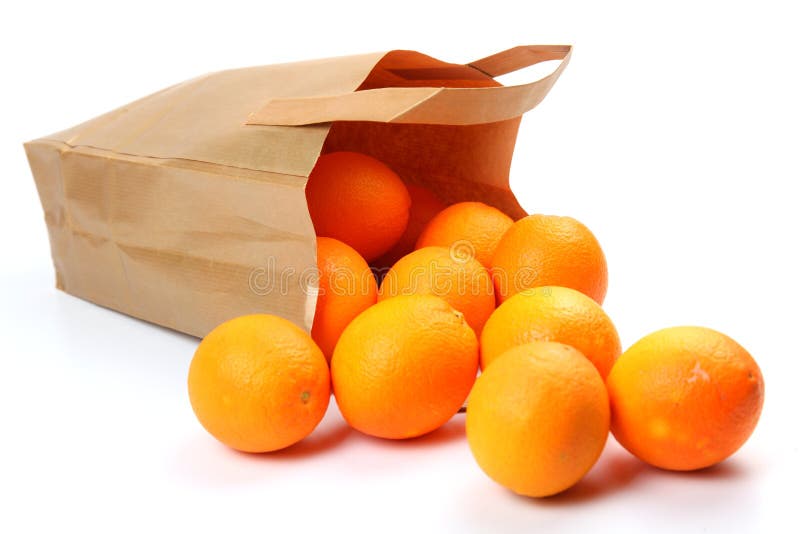 Top View Paper Bag With Fresh Organic Tangerines On A Vibrant Yellow  Background Stock Photo, Picture and Royalty Free Image. Image 134591070.