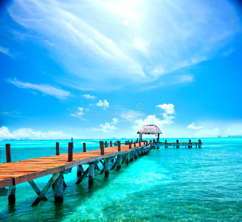 Exotic Caribbean island. Tropical beach resort