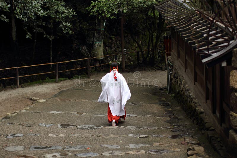 Exotic Dress Of Japanese Shinto Priestess Editorial Stock Photo Image