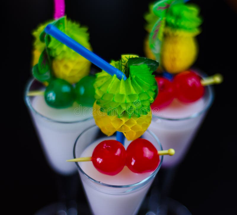 Exotic Drink Based on Malibu Rum and Other Ingredients, Cocktail Stock