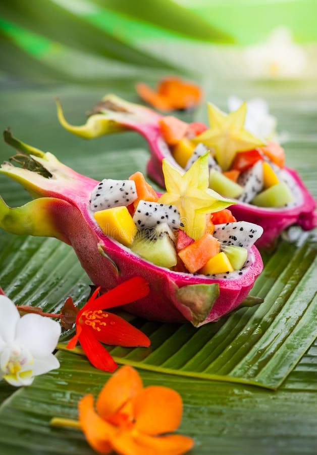 Exotic fruit salad stock photo. Image of cactus, flower 54735062