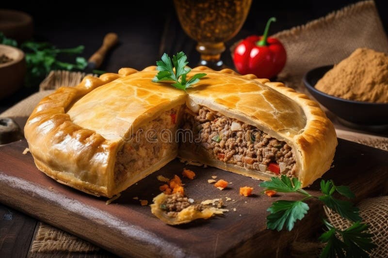 Exotic Meat Pie, with Unique Combination of Ingredients and Flavors