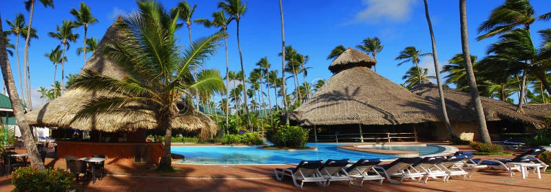 Exotic swimming pool in Dominican Republic, punta cana