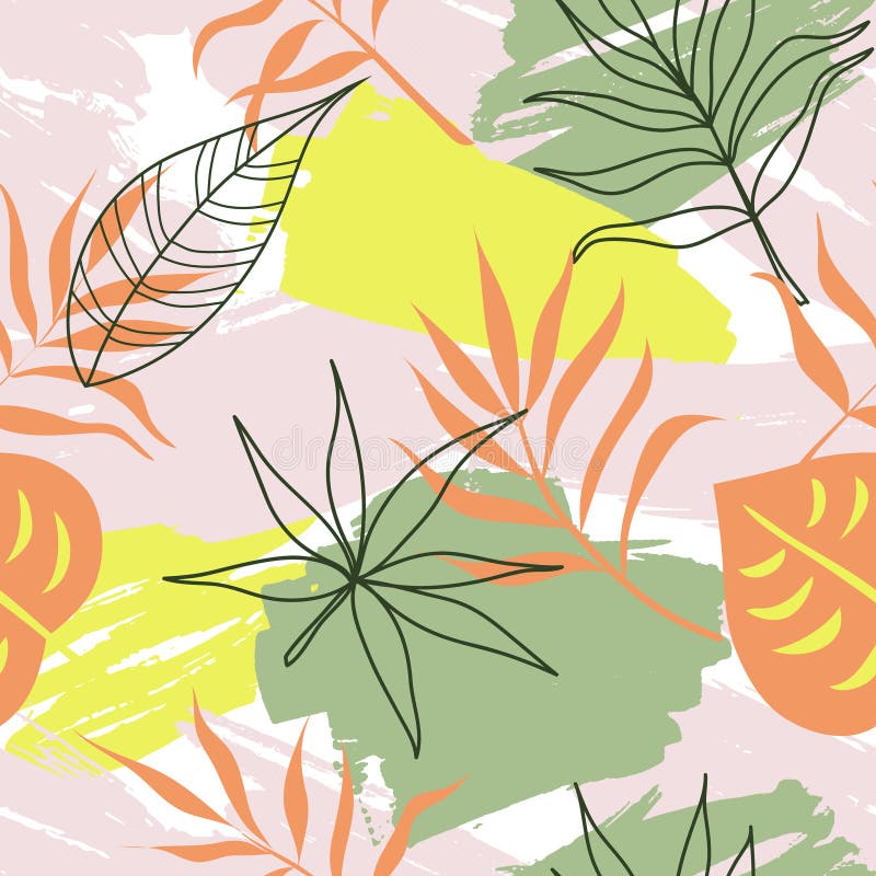 Exotic trendy pattern with tropical plants. Modern abstract design for paper, wallpaper, cover, fabric and other users stock illustration