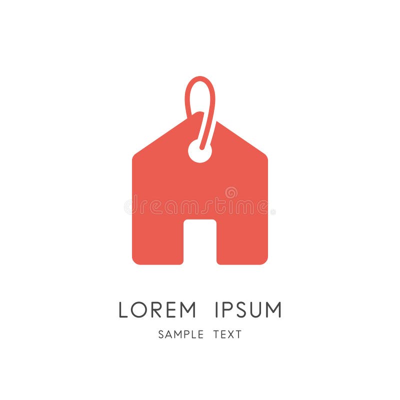 House price tag logo - home with door and label symbol stock illustration