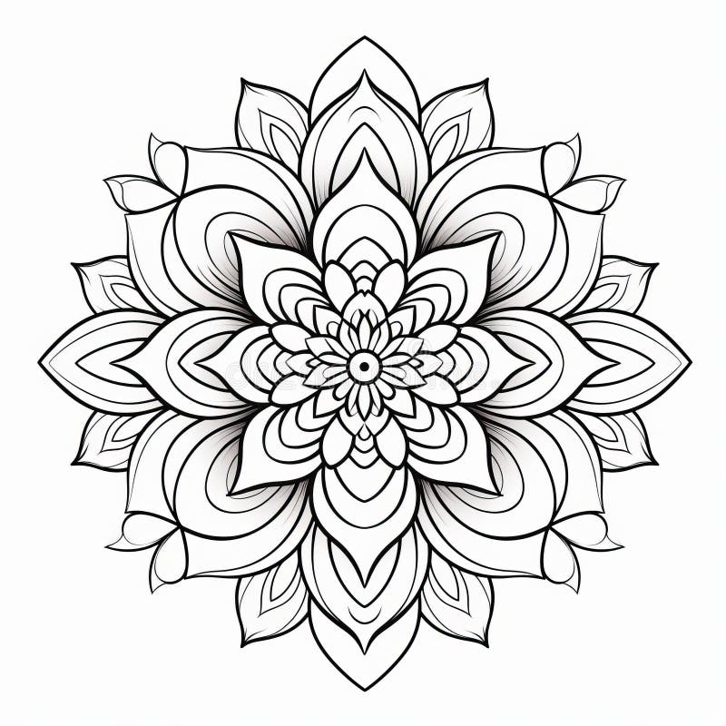 Expansive and Symmetrical Adult Flower Coloring Pages Stock ...