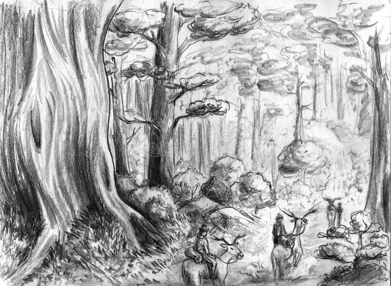 Learn How to Draw a Forest Nature Step by Step  Drawing Tutorials