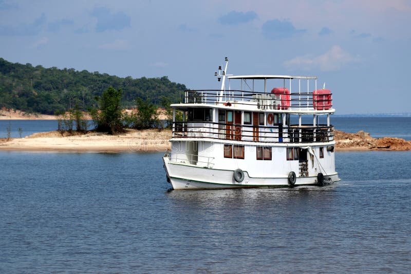 Expedition Boat on the Amazon River Amazon, Brazil Stock Image