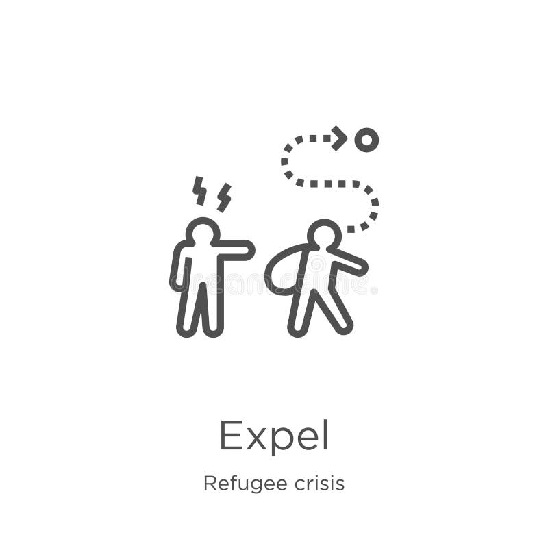 expel icon vector from refugee crisis collection. Thin line expel outline icon vector illustration. Outline, thin line expel icon