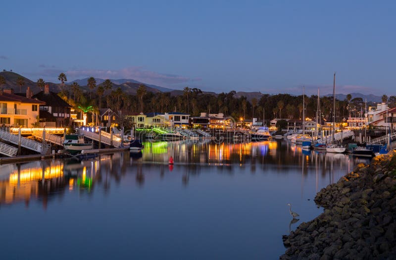 Expensive Homes and Boats Ventura Stock Photo Image of jetties, dusk