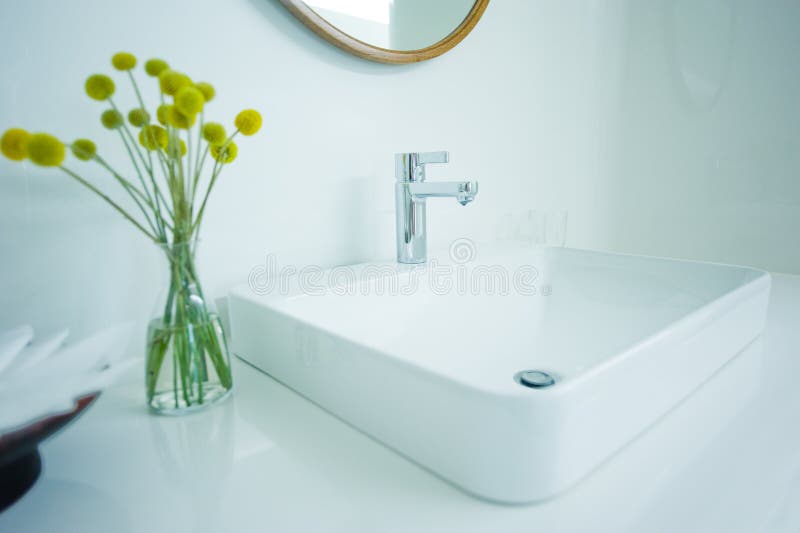 Expensive white bathroom royalty free stock photography