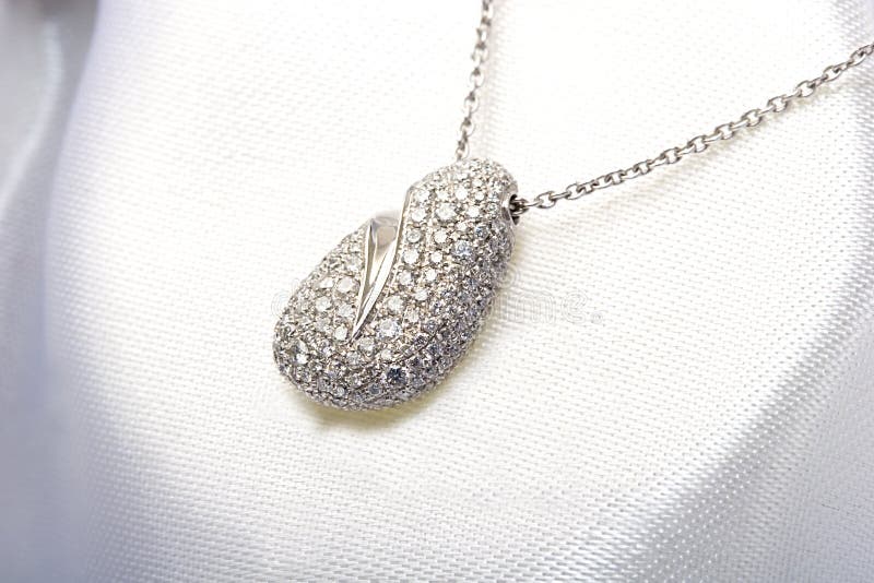 Expensive white gold pave diamond pendant necklace