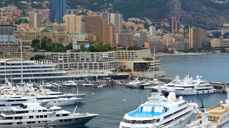 Expensive Yacht With Helipad Docked In Monaco Harbor Luxury Private Property Stock Photo Image Of Business Estate 126257820