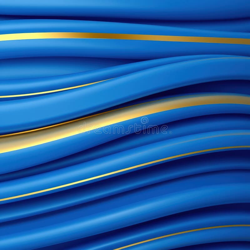 Stunning 3D Abstract Blue Stripes and Gold Lines Background Design