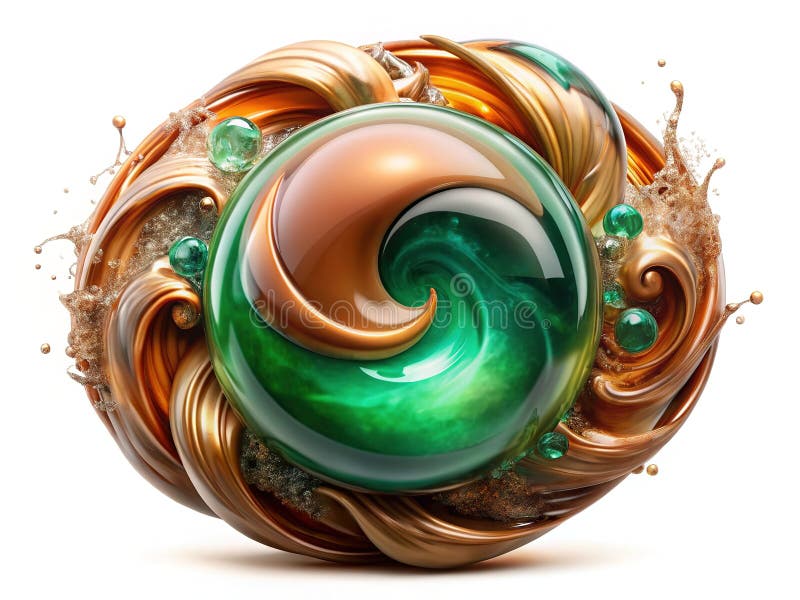 Dynamic Laundry Pods Packaging Design Aged Bronze and Forest Green Waves in AIGenerated Art stock illustration