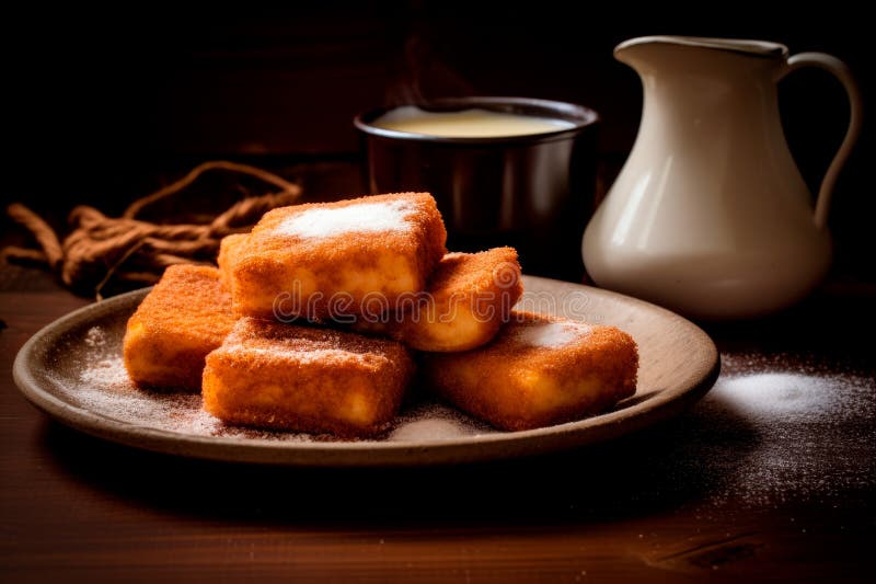 Experience a culinary sensation with Leche Frita, a fried milk dessert that embodies the essence of Spanish gastronomy. This exquisite treat features a luscious milk custard encased in a crisp breadcrumb coating, creating a delightful combination of textures and flavors. The fried squares of creamy goodness are then generously sprinkled with a blend of cinnamon and sugar, adding a touch of. Experience a culinary sensation with Leche Frita, a fried milk dessert that embodies the essence of Spanish gastronomy. This exquisite treat features a luscious milk custard encased in a crisp breadcrumb coating, creating a delightful combination of textures and flavors. The fried squares of creamy goodness are then generously sprinkled with a blend of cinnamon and sugar, adding a touch of