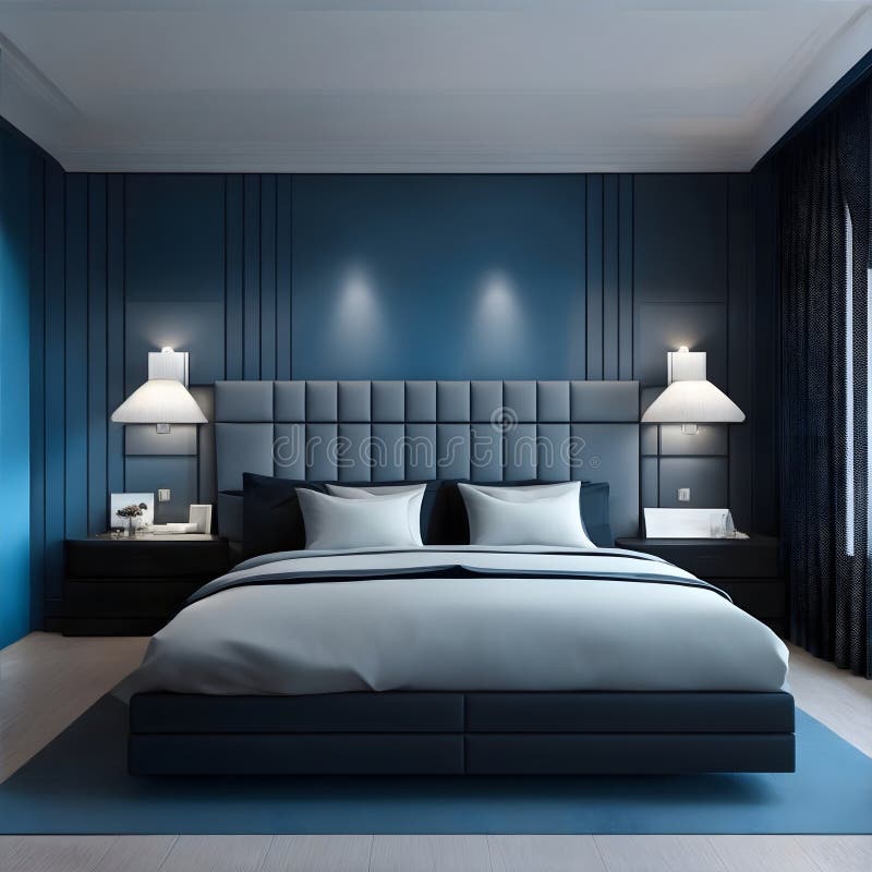 Contemporary Blue and Black Bedroom a Modern Minimalist Interior