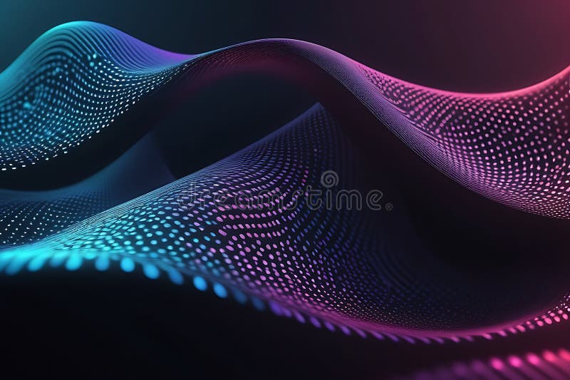 3d de unde abstracte, vizualizare de date amplă în pulsații și tehnologia undelor plutitoare, fundal cibernetic stock illustration