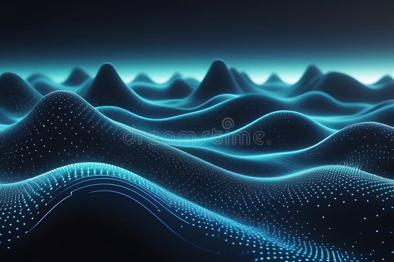 3d de unde abstracte, vizualizare de date amplă în pulsații și tehnologia undelor plutitoare, fundal cibernetic royalty free illustration