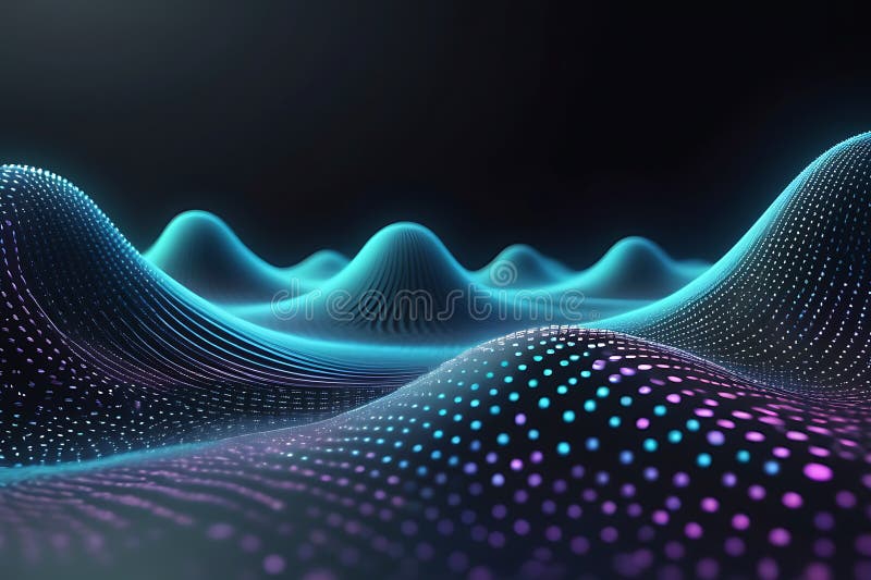 3d de unde abstracte, vizualizare de date amplă în pulsații și tehnologia undelor plutitoare, fundal cibernetic royalty free illustration