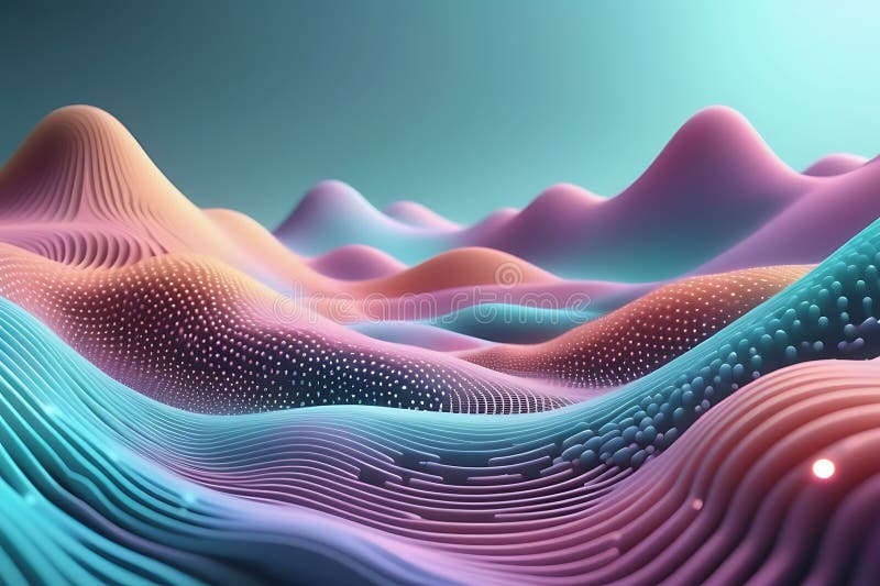 3d de unde abstracte, vizualizare de date amplă în pulsații și tehnologia undelor plutitoare, fundal cibernetic vector illustration