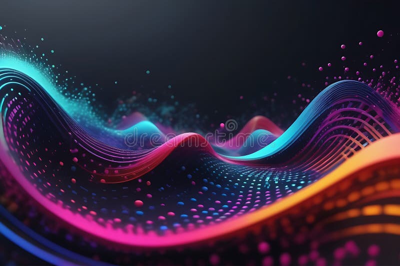 3d de unde abstracte, vizualizare de date amplă în pulsații și tehnologia undelor plutitoare, fundal cibernetic stock illustration