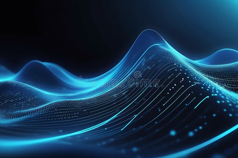 3d de unde abstracte, vizualizare de date amplă în pulsații și tehnologia undelor plutitoare, fundal cibernetic vector illustration
