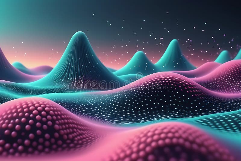 3d de unde abstracte, vizualizare de date amplă în pulsații și tehnologia undelor plutitoare, fundal cibernetic royalty free illustration
