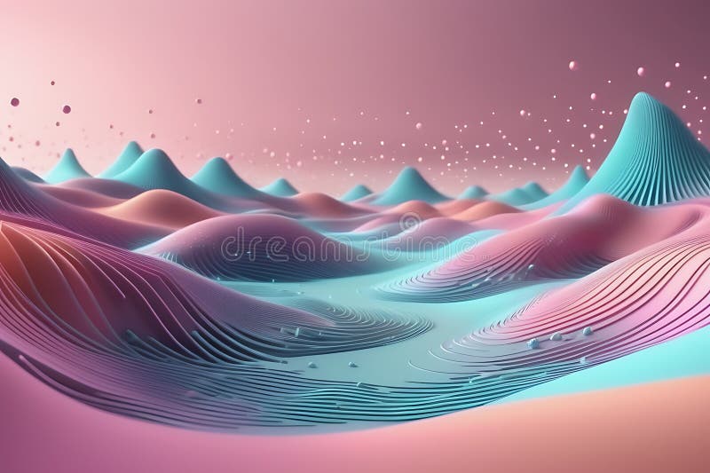 3d de unde abstracte, vizualizare de date amplă în pulsații și tehnologia undelor plutitoare, fundal cibernetic stock illustration