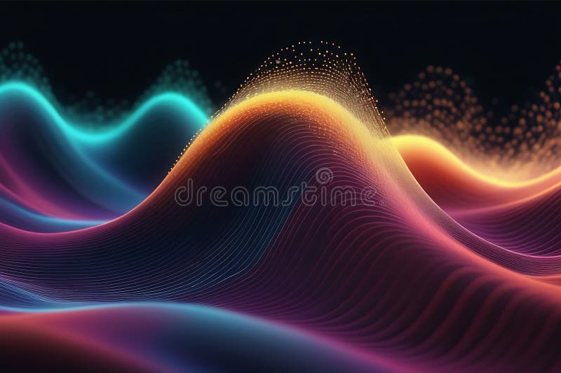 3d de unde abstracte, vizualizare de date amplă în pulsații și tehnologia undelor plutitoare, fundal cibernetic royalty free illustration