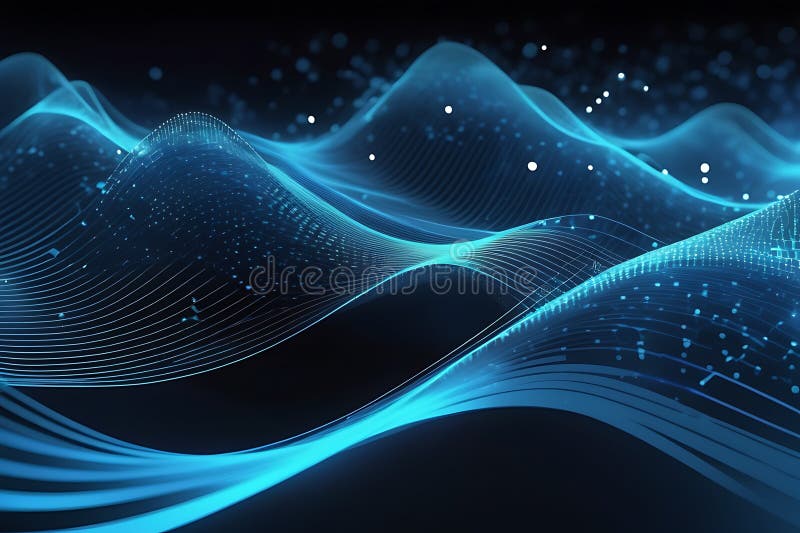 3d de unde abstracte, vizualizare de date amplă în pulsații și tehnologia undelor plutitoare, fundal cibernetic vector illustration