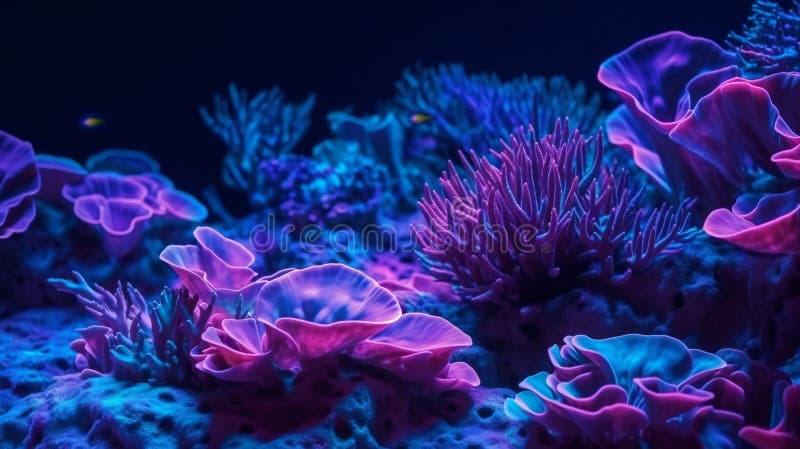 Neon Glow Coral Reef Background Stock Illustration - Illustration of ...