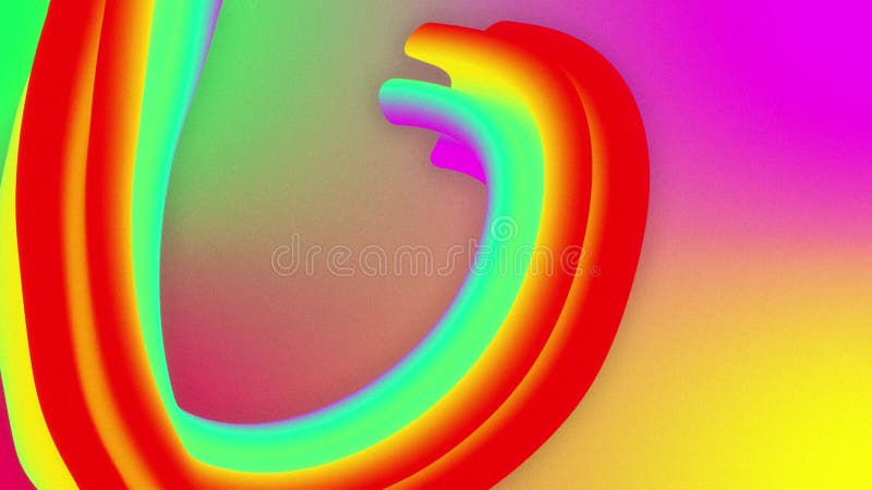 Colorful echo lines on abstract rainbow background red and green neon glow loop