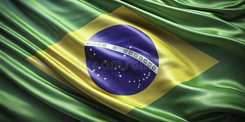 A Vibrant and Realistic 3D Model of the Waving Brazilian Flag Perfect for Patriotic Backdrops Wallpapers and Design royalty free illustration
