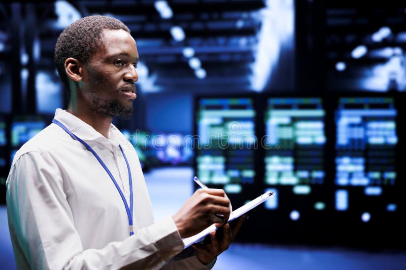 Energy efficient server rigs stock photography