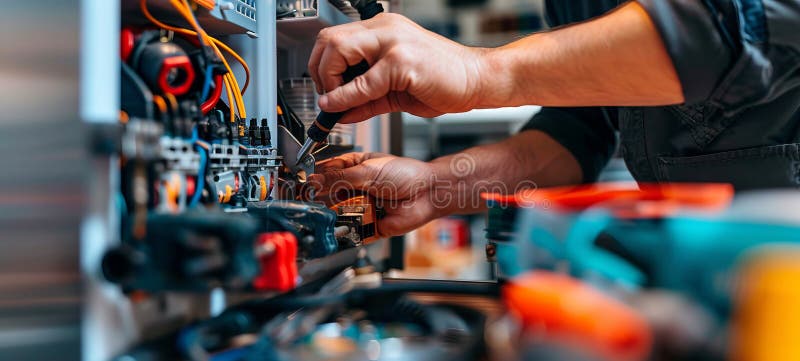 Experienced Technician's Hands Skillfully Repairing Electronic Equipment. Concept of Precision, Technical Expertise royalty free stock photo
