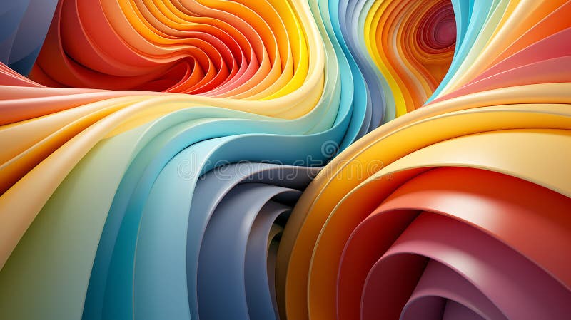 Experimental abstract 3D models creating optical illusions, bright rainbow colors royalty free illustration