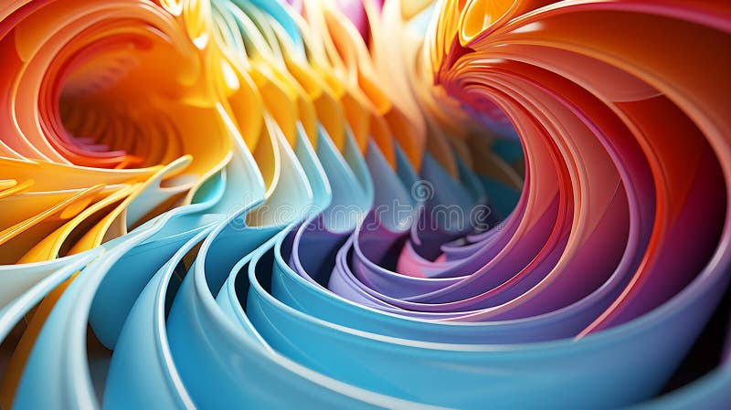 Experimental abstract 3D models creating optical illusions, bright rainbow colors royalty free illustration