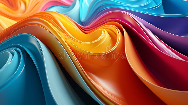 Experimental abstract 3D models creating optical illusions, bright rainbow colors vector illustration