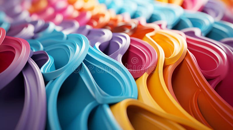Experimental abstract 3D models creating optical illusions, bright rainbow colors, in the style of digital postmodernism. Illustration for the design of websites, accounts, presentations. Generated by AI