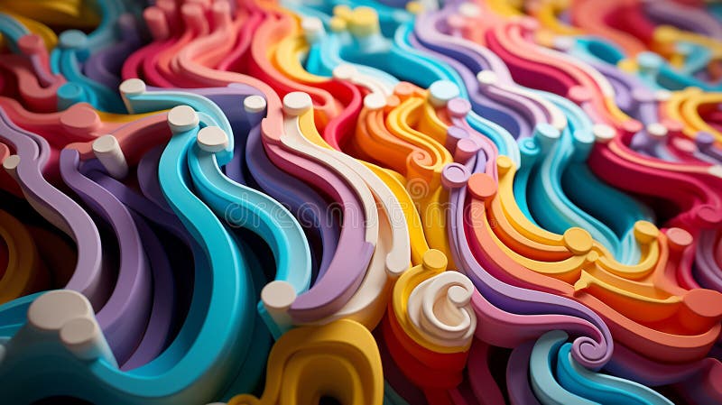 Experimental abstract 3D models creating optical illusions, bright rainbow colors royalty free illustration