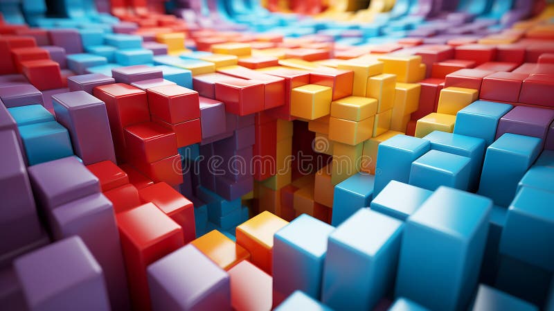 Experimental abstract 3D models creating optical illusions, bright rainbow colors royalty free illustration