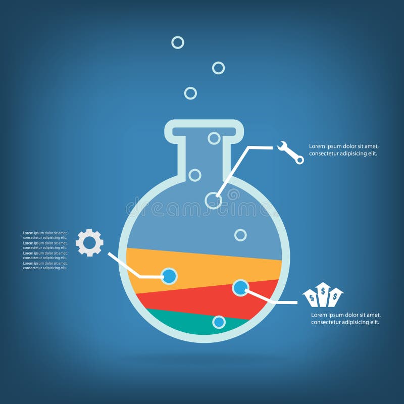 Experimento del negocio, diseño colorido del vector ilustración del vector